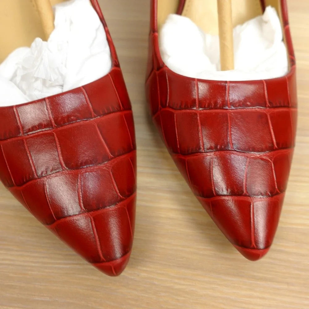 Michael Kors Womens Crocodile Shoes 8 M Burgundy Holiday Glam Stiletto Pumps